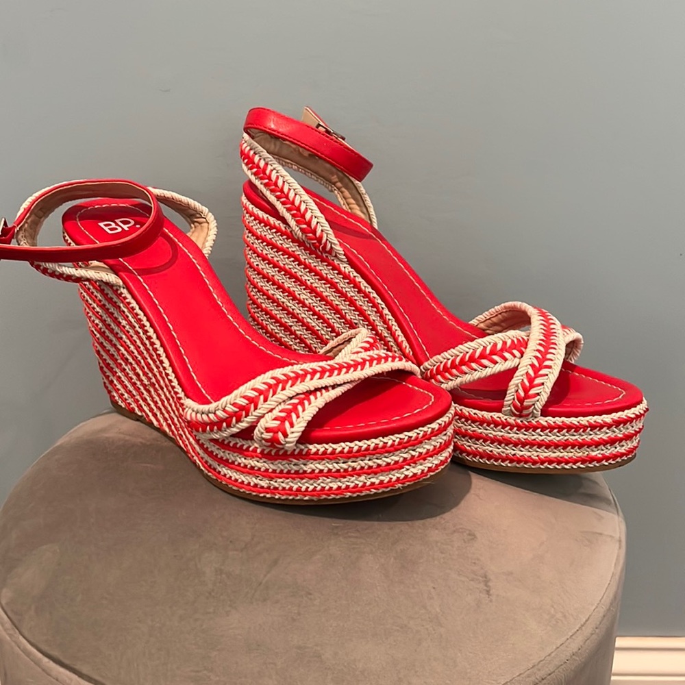 BP. Brand size 9 orange/red wedges. Only worn once. TTS